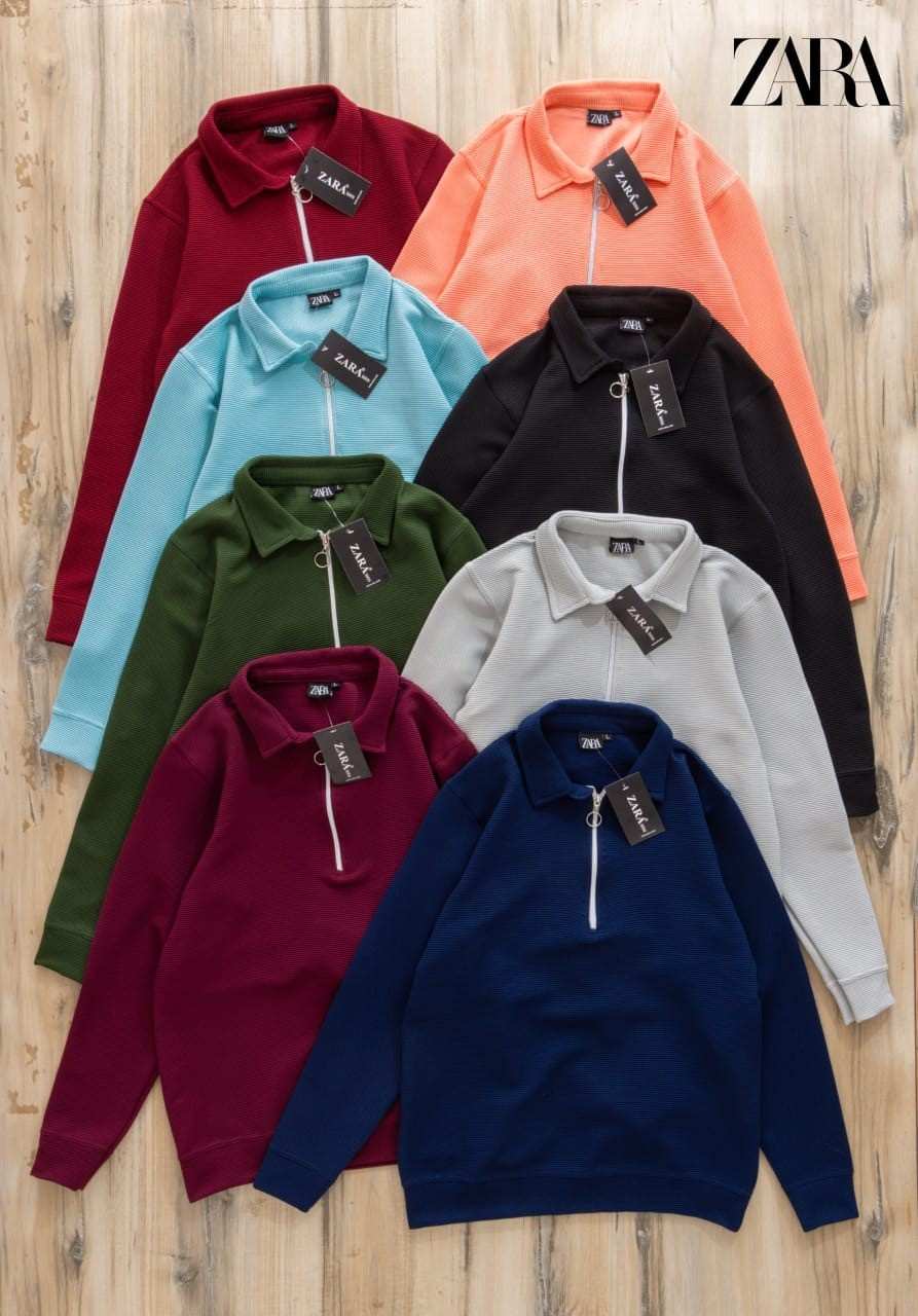 collor with zip full sleeve korean t-shirt avaiable in 8 colors